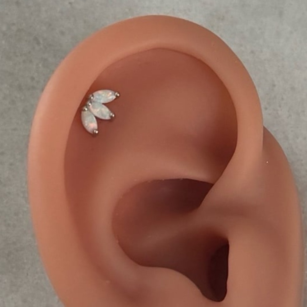 COPY - Sterling Silver Opal Crystal Flower Leaf Cartilage Earring 

Brand New
